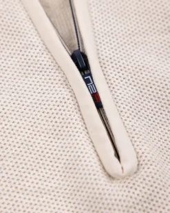 Cream beige basic pullover with half zipper