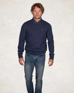 Crew neck plain knitted pullover - Trent Petrol
