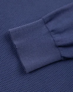 Dark blue basic pullover with half zipper