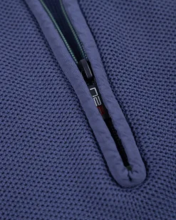 Dark blue basic pullover with half zipper