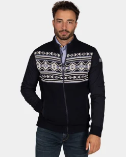 Dark blue cardigan with white and blue pattern - Winter Navy