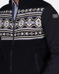 Dark blue cardigan with white and blue pattern - Winter Navy