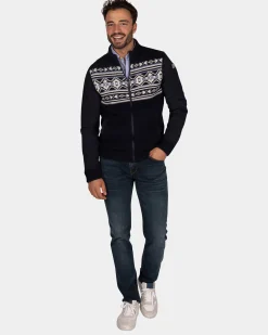 Dark blue cardigan with white and blue pattern - Winter Navy
