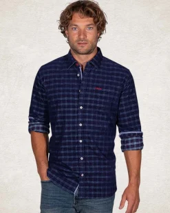 Dark blue cotton corduroy shirt - Pitch navy