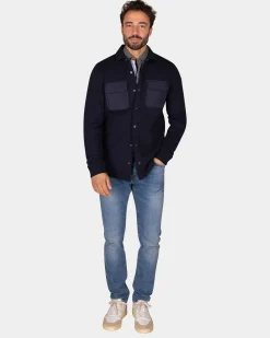 Dark blue fleece overshirt - Winter Navy