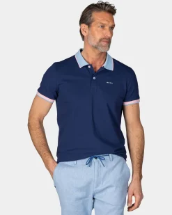 Dark Blue Polo with Light Blue Collar