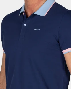 Dark Blue Polo with Light Blue Collar
