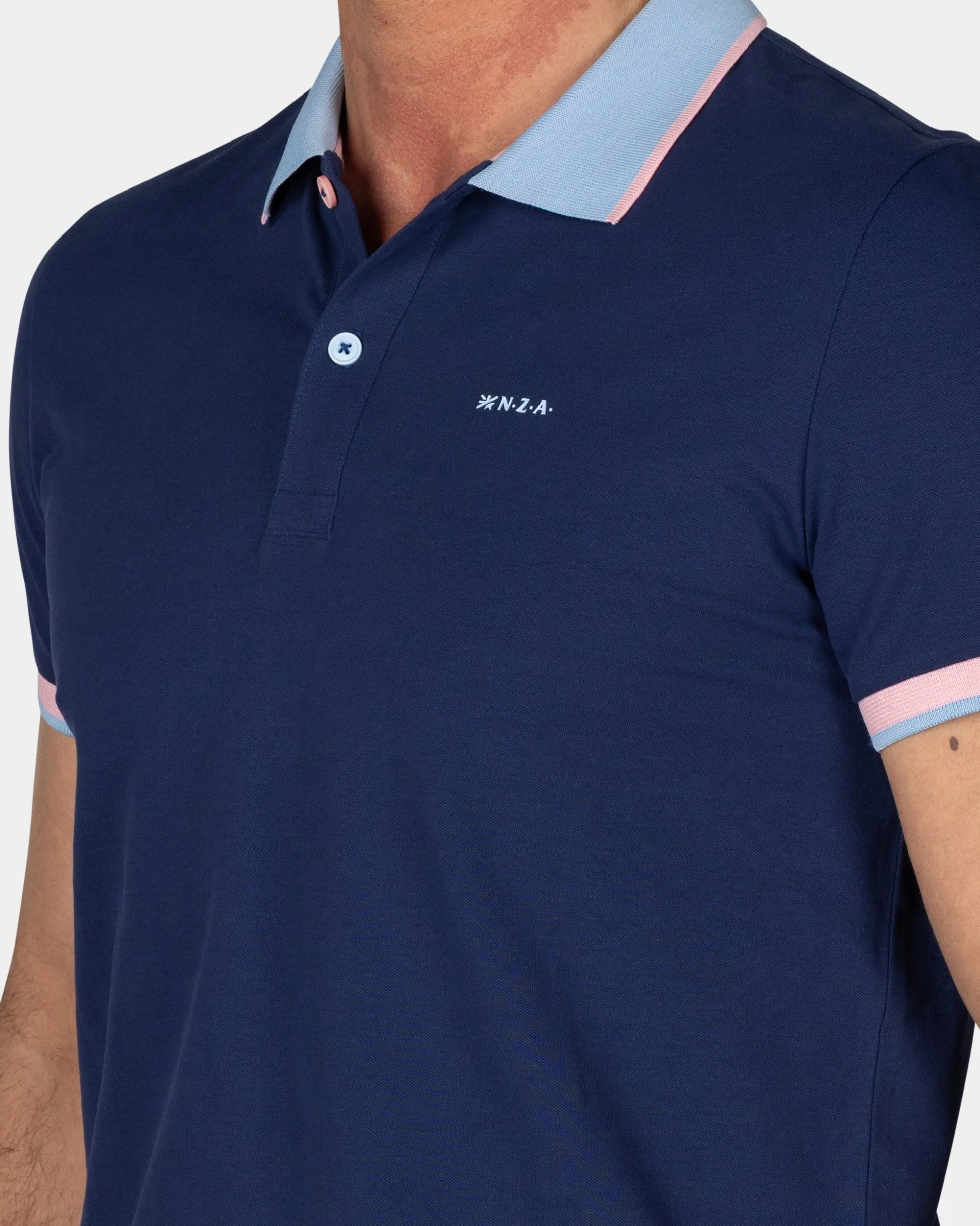 Dark Blue Polo with Light Blue Collar