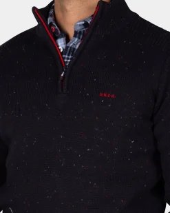 Dark blue pullover with half-zip - Winter Navy