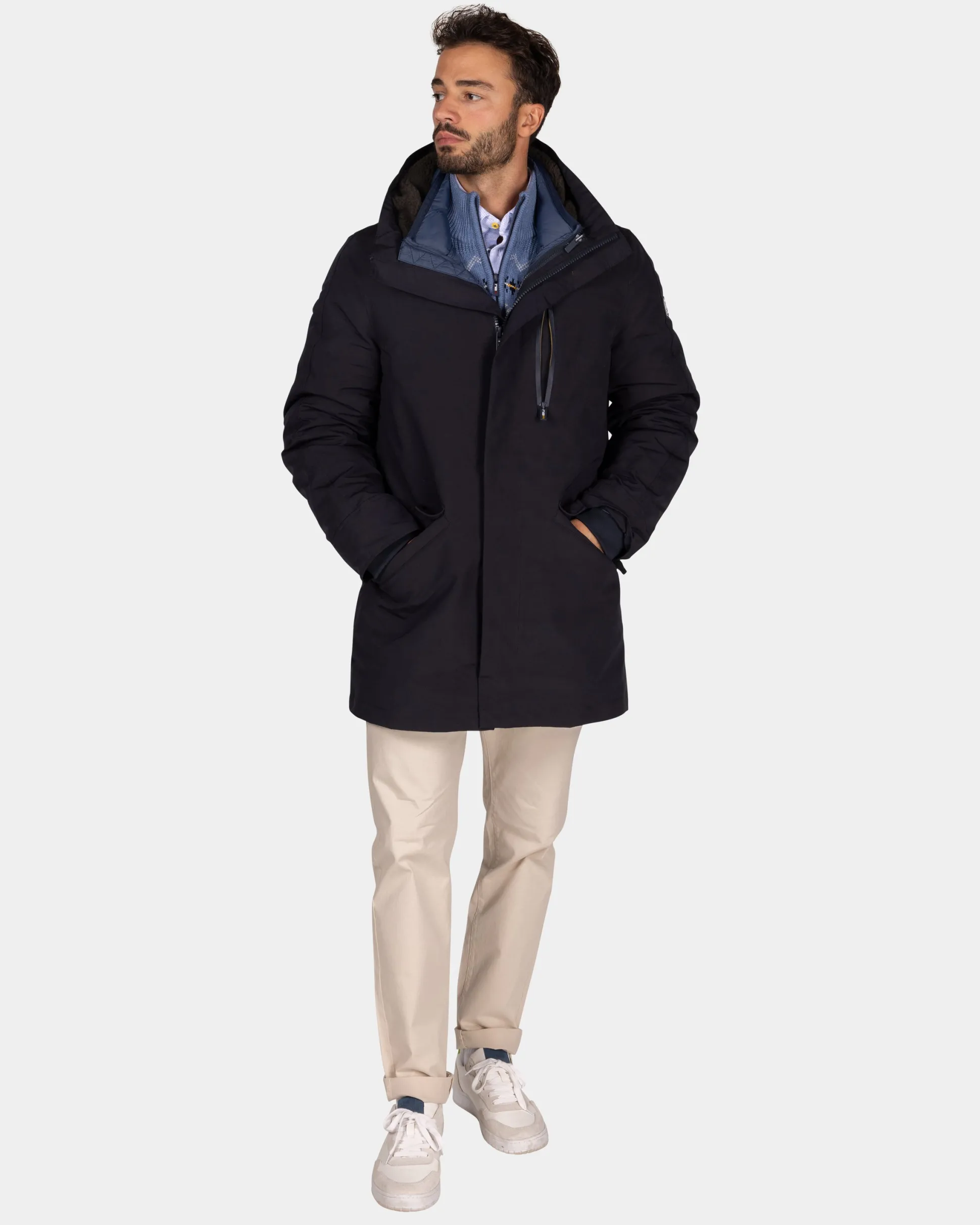 Dark blue quilted parka jacket - Winter Navy