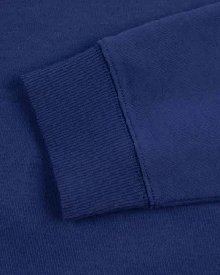 Dark blue sweater with light blue stripes