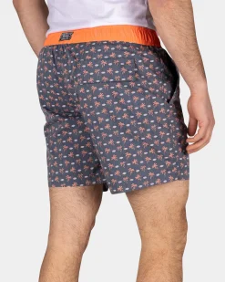 Dark blue swim trunks with palm trees - Ocean Navy