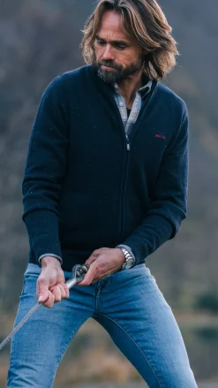 Dark blue wool cardigan - Winter Navy