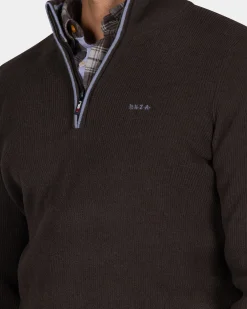 Dark brown chenille half-zip sweater - Dark Mocca