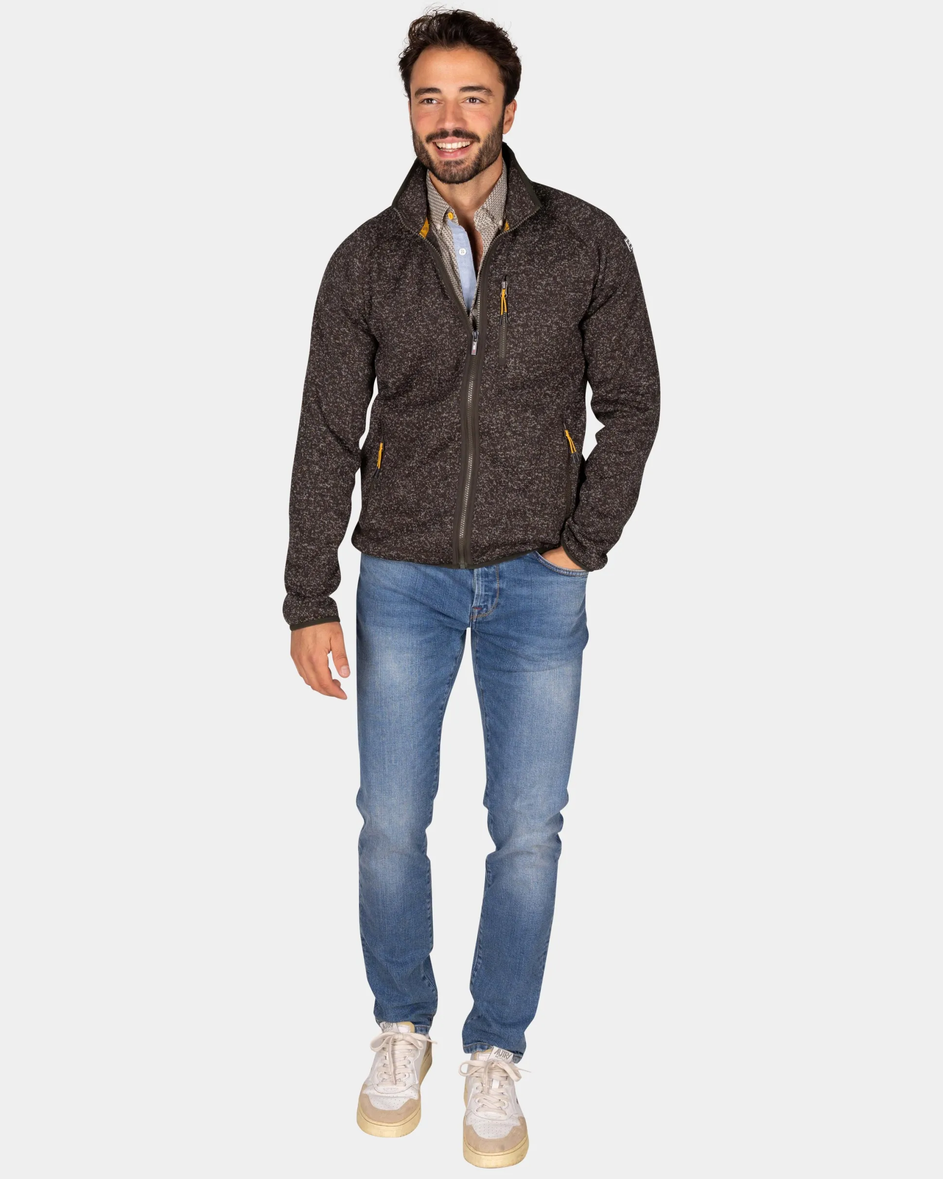 Dark brown fleece cardigan - Dark Mocca