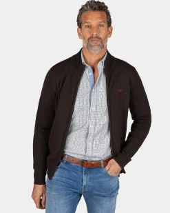 Dark brown wool cardigan - Mud