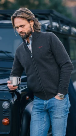 Dark brown wool cardigan - Mud