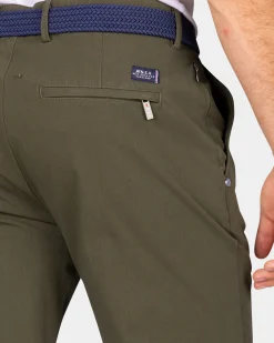 Dark green chino with stretch - Quartz Green