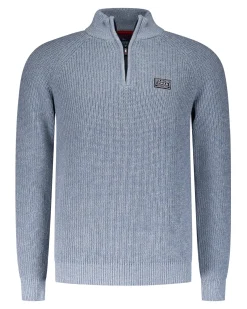 Dark green cotton sweater with half-zip - Brave Blue