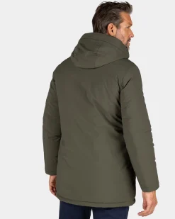 Dark green parka with standing collar - Gravel Green