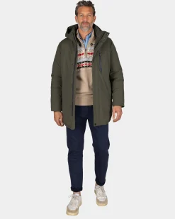 Dark green parka with standing collar - Gravel Green