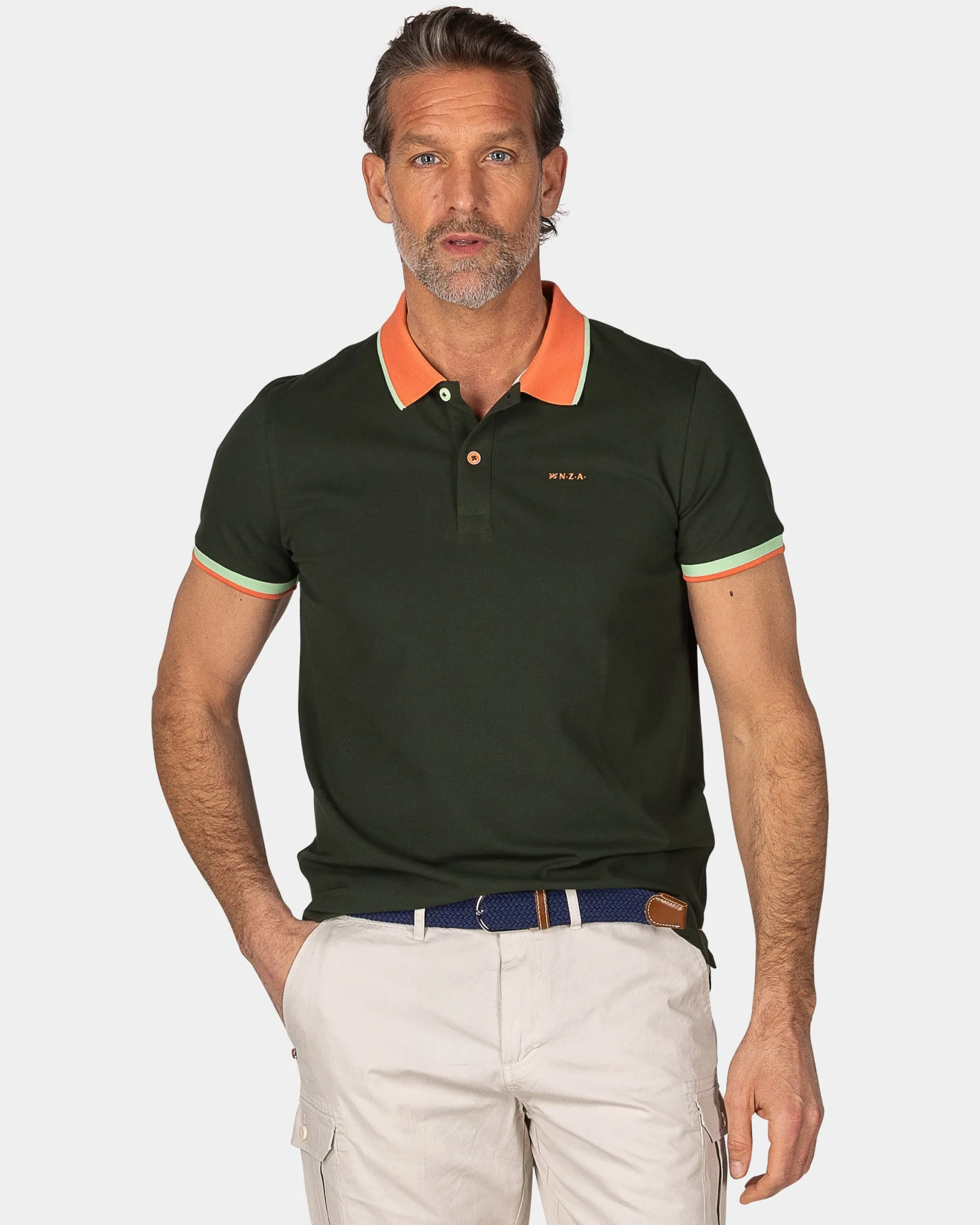 Dark Green Polo with Orange Collar