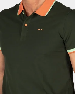 Dark Green Polo with Orange Collar