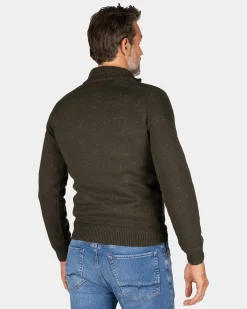 Dark green pullover with half-zip - Gravel Green