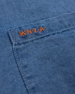 Denim cotton shirt with linen