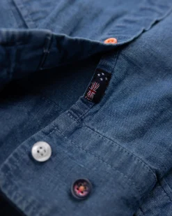 Denim cotton shirt with linen