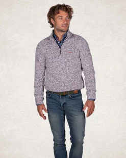 Ecru cotton half zip pullover - Milky Ecru