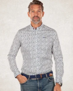Ecru cotton long sleeved shirt - Ecru MultiColour