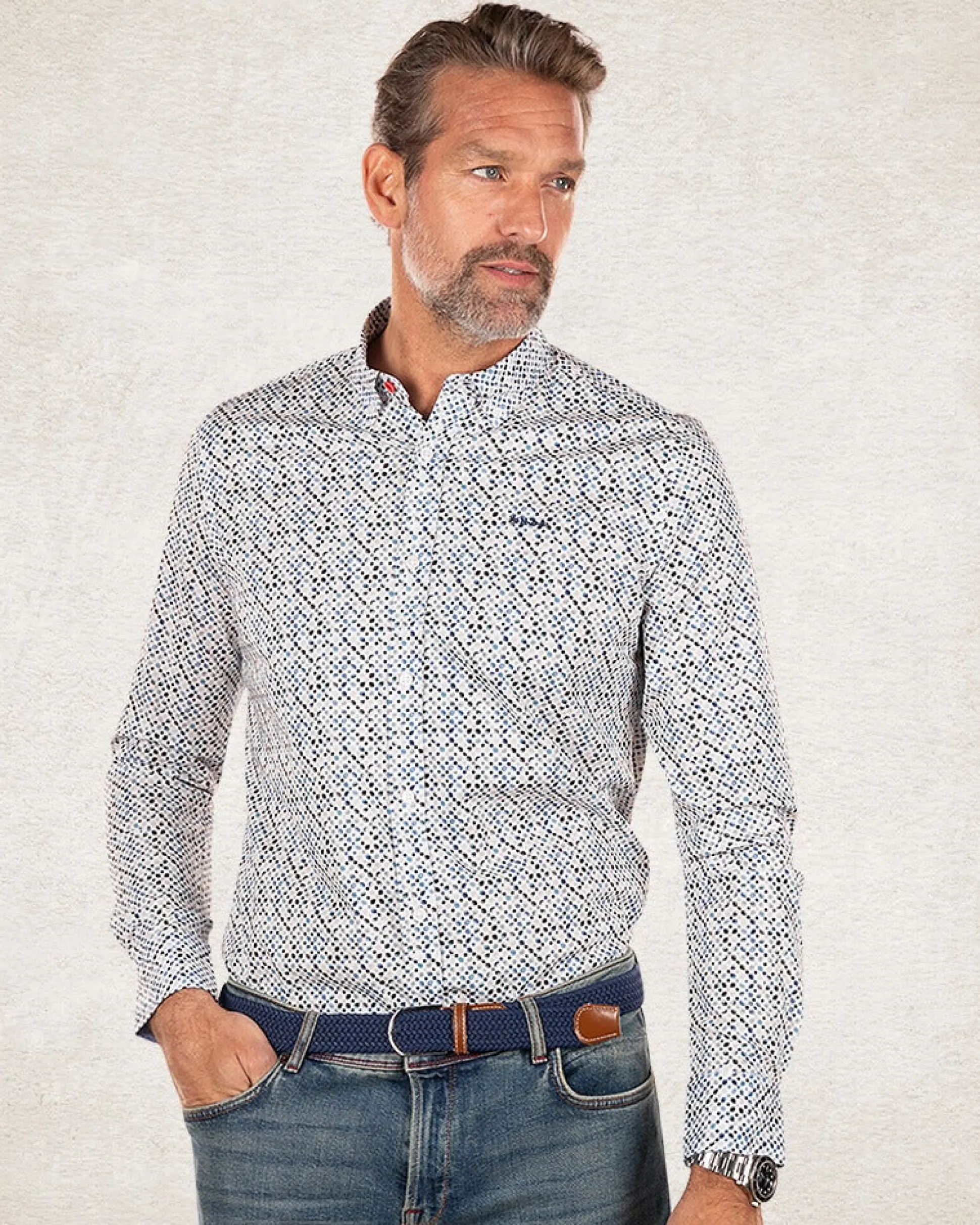 Ecru cotton long sleeved shirt - Ecru MultiColour