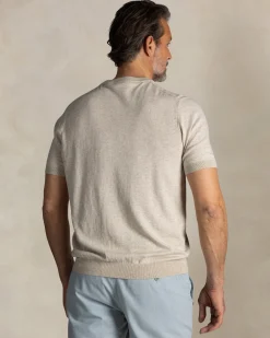 Ecru cotton short sleeve sweater