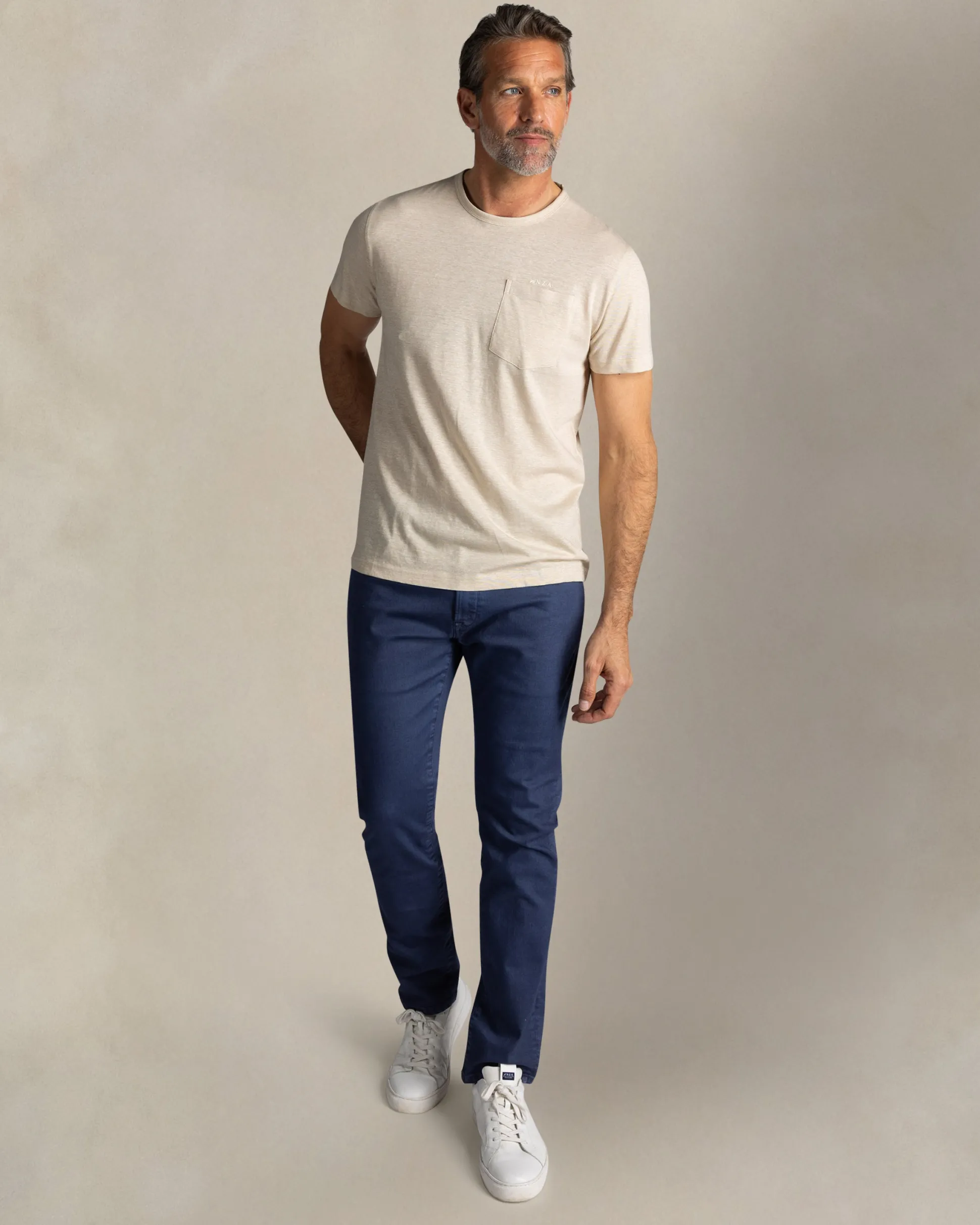 Ecru cotton short sleeve sweater