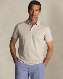 Ecru cotton stretch polo
