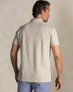 Ecru cotton stretch polo