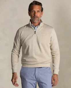 Ecru Half Zip Cotton Sweater