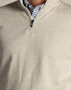 Ecru Half Zip Cotton Sweater