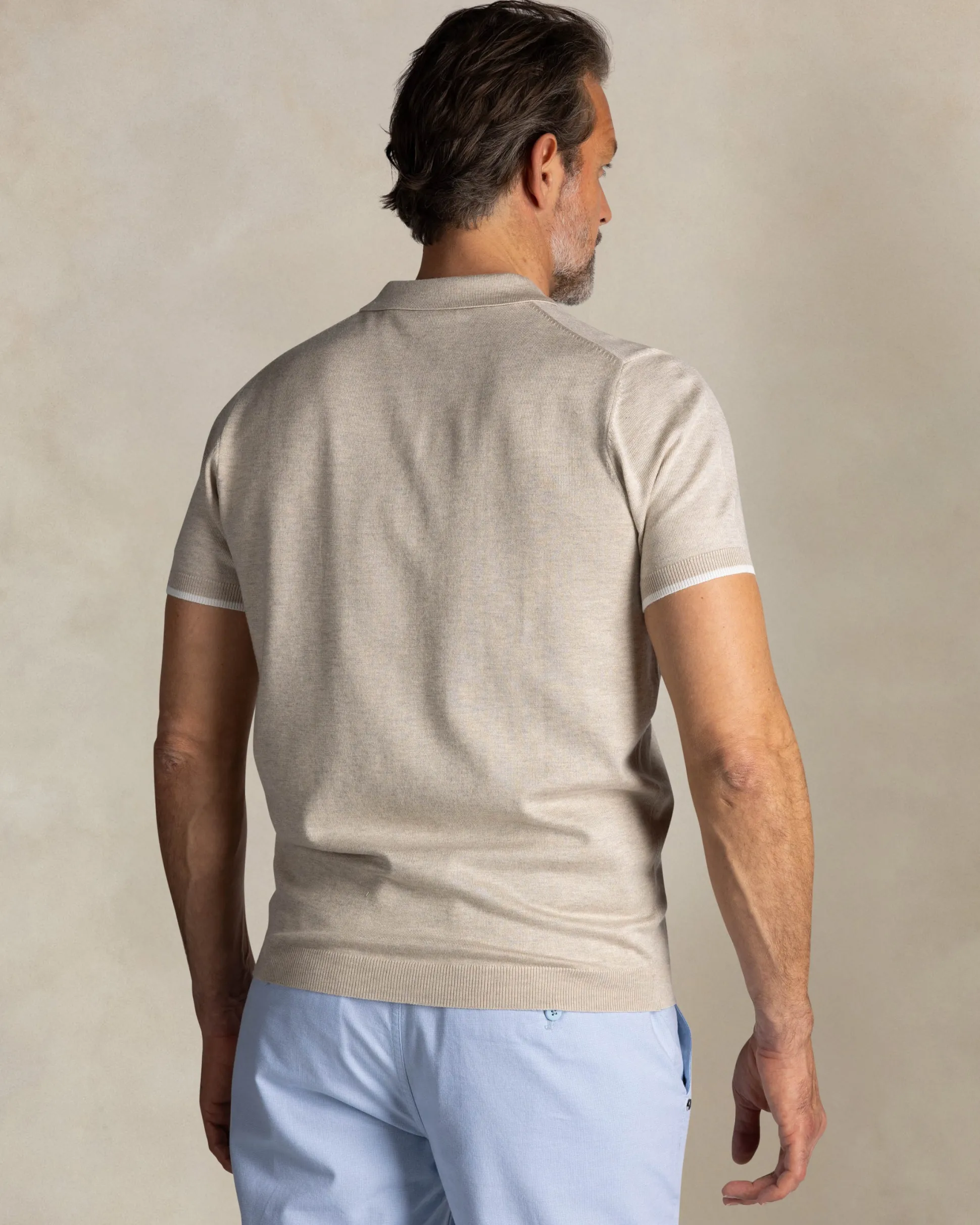 Ecru knit polo