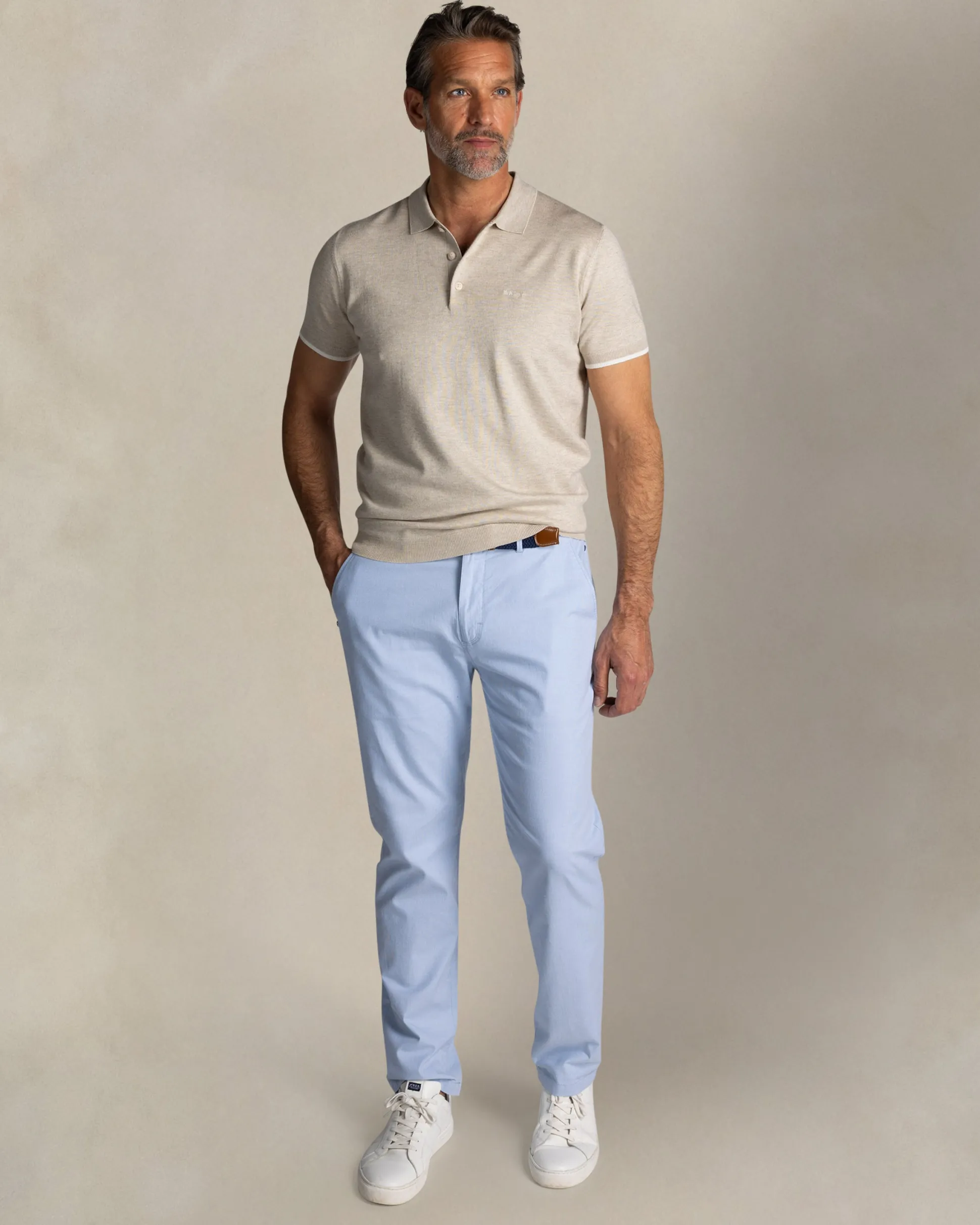 Ecru knit polo