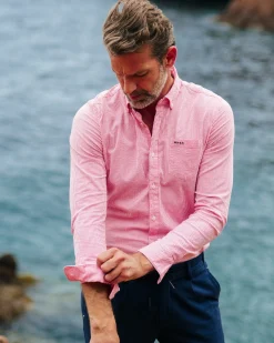 Fine striped orange shirt