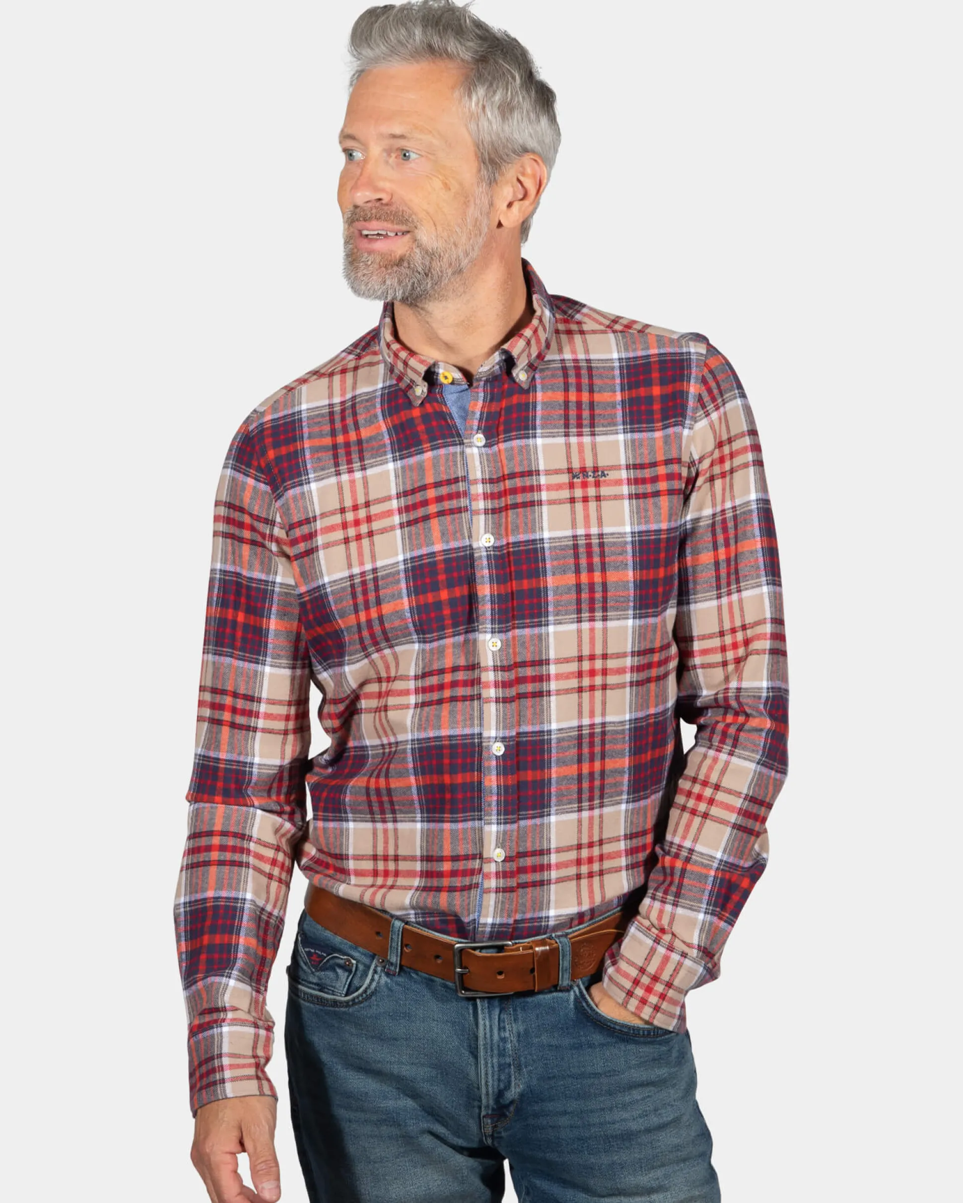 Flannel checkered shirt Opotiki - Orange Multicolour