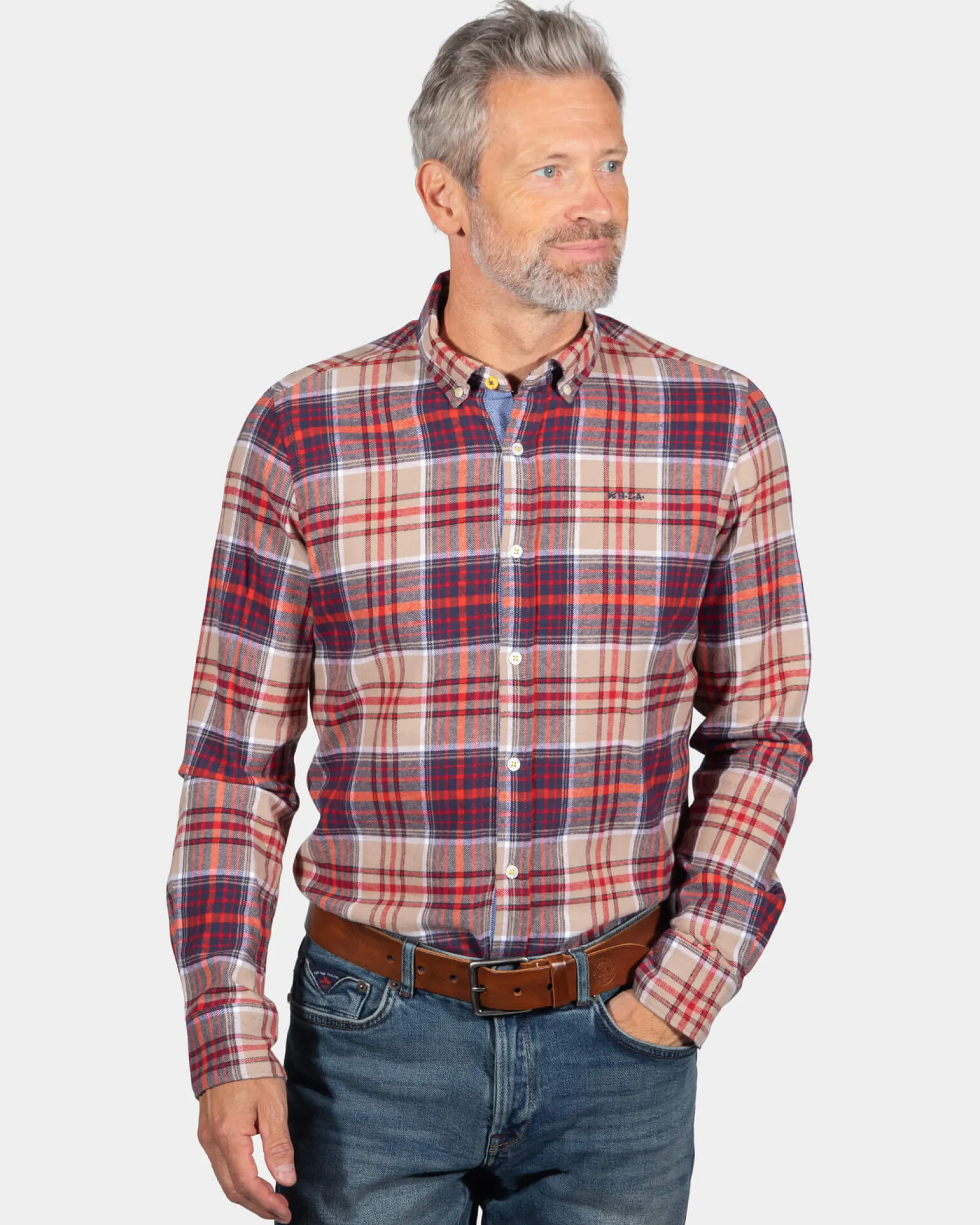 Flannel checkered shirt Opotiki - Orange Multicolour