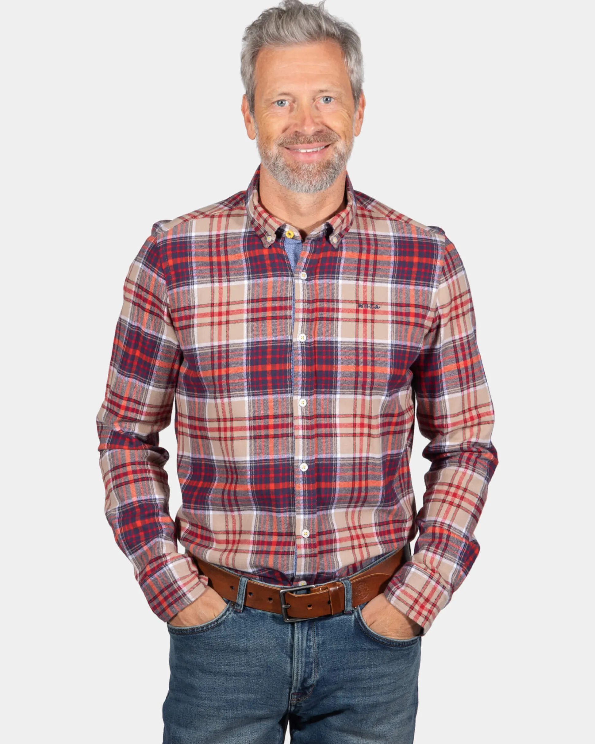 Flannel checkered shirt Opotiki - Orange Multicolour