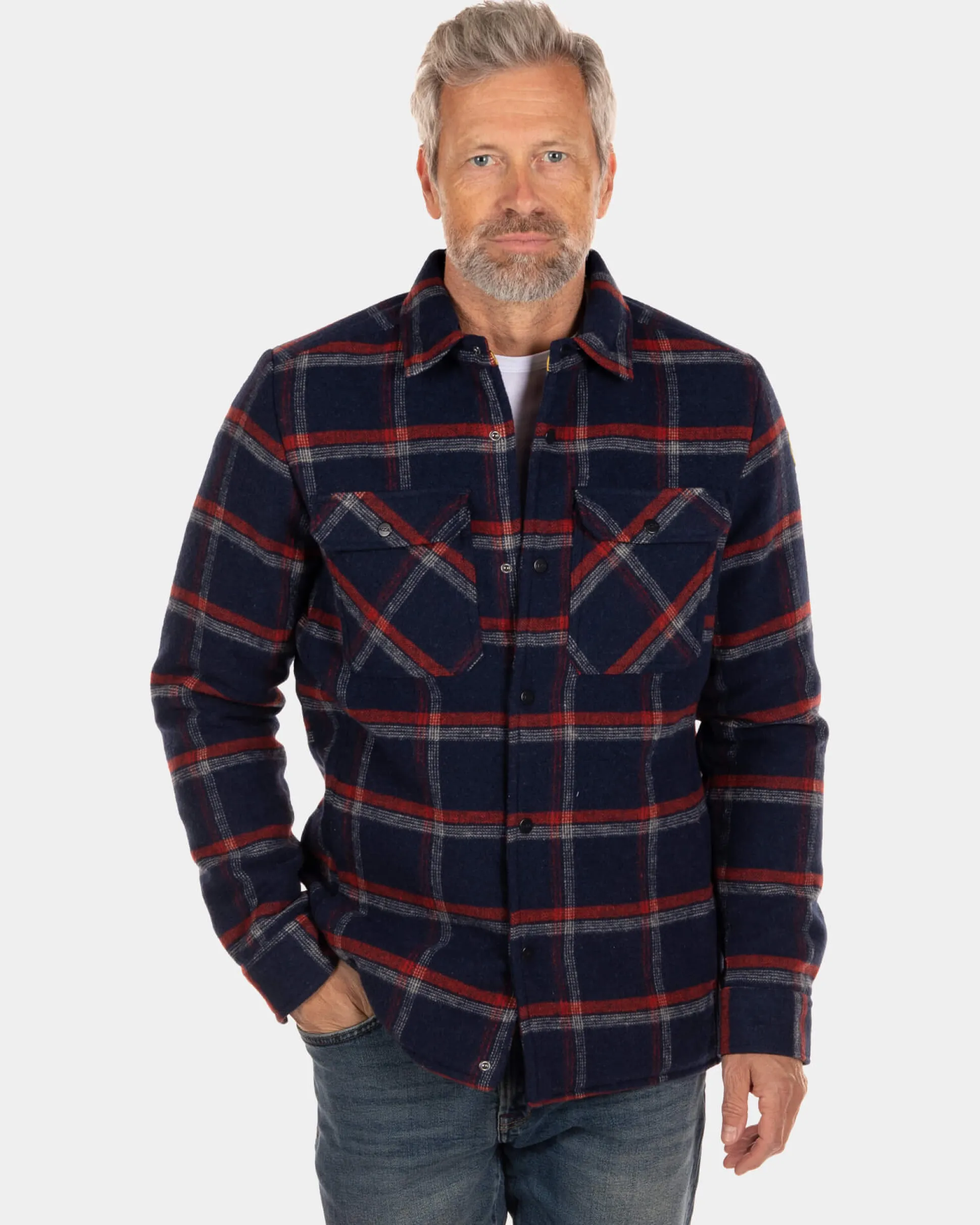 Flannel padded overshirt Otira - Ink Navy