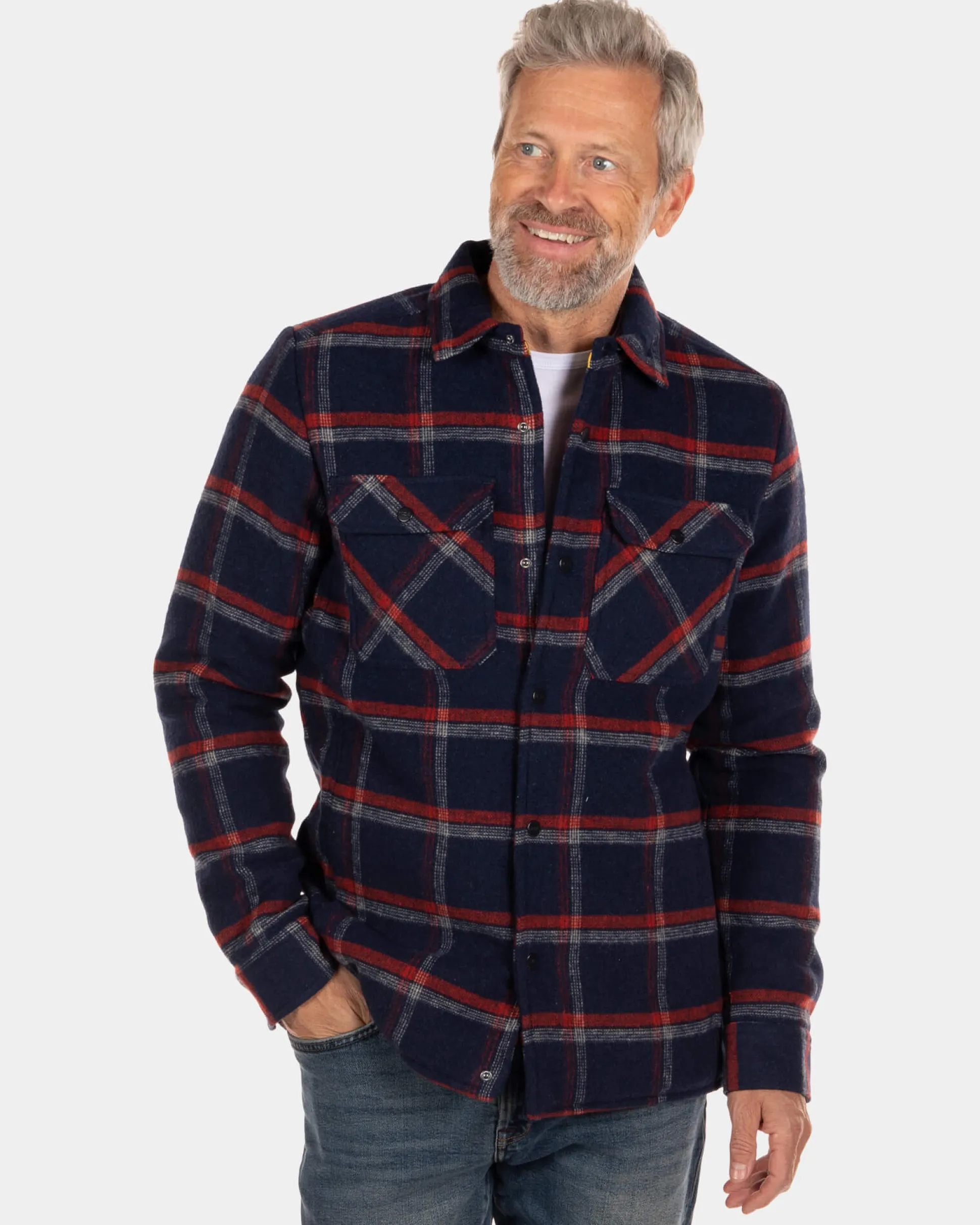 Flannel padded overshirt Otira - Ink Navy
