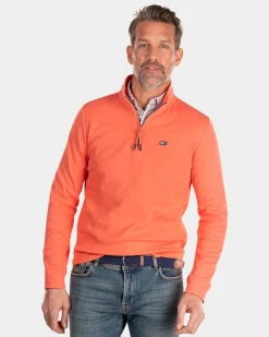 Fleece half zip sweater - Golden Orange