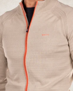 Full zip cotton cardigan - Shimmering Sand