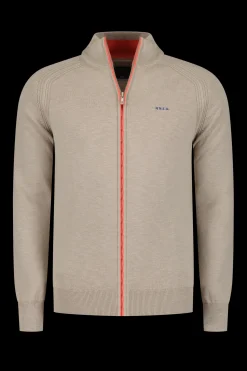 Full zip cotton cardigan - Shimmering Sand